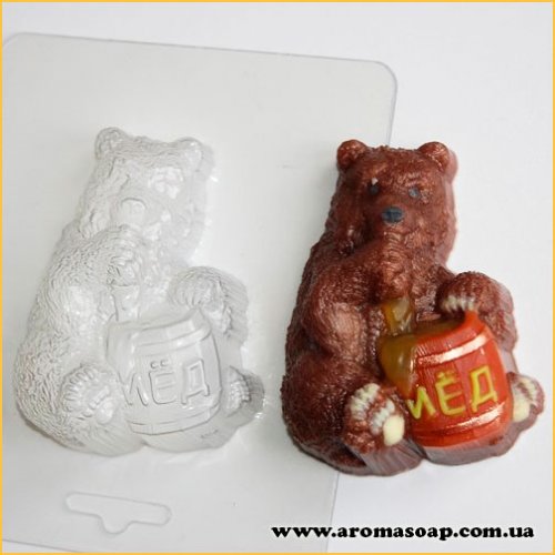 Teddy bear with a barrel 85 g plastic mold