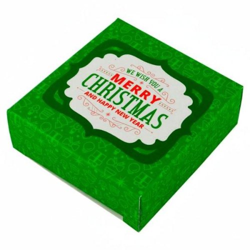 Коробка мікс зелена We wish you a very Merry Christmas and Happy New Year