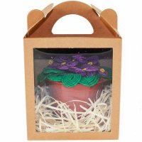 Коробочка крафт с ручкой для свечи, кулича, 3D мыла