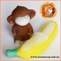 Banana peeled and Monkey mini 3D silicone mold