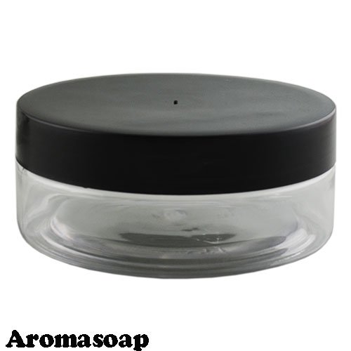 Jar of 150 ml transparent with an insert and a black lid