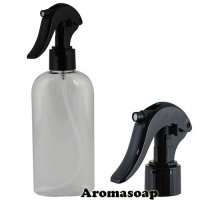 Flat bottle 200 ml + Black trigger (spray)
