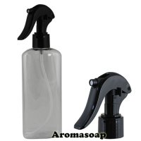 Flat bottle 250 ml + Black trigger (spray)
