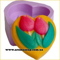 Two tulips in the heart silicone mold