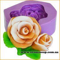 Two roses on a twig silicone mold