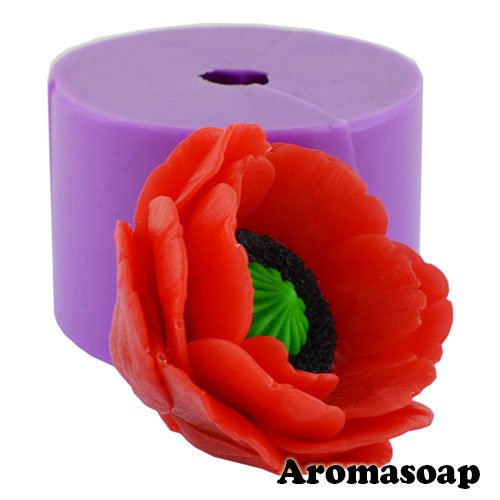 Poppy opened small 3D 44 g silicone mold