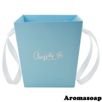 Cardboard flower pot with handle Blue