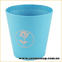 Round cardboard planter with Rose, blue