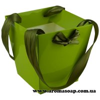 Cardboard flower pot with handle Olive