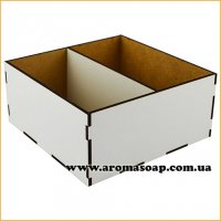 Wooden square planter with a partition for tangerines or a bouquet