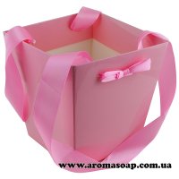 Cardboard flower pot with handle Pink