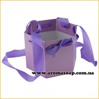 Small hexagonal cardboard planter for flowers with handle Lilac
