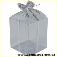High plastic box with silver bow