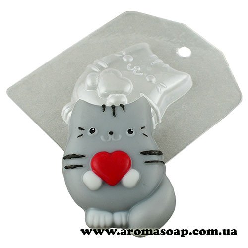 Cat with a heart 59 g plastic mold