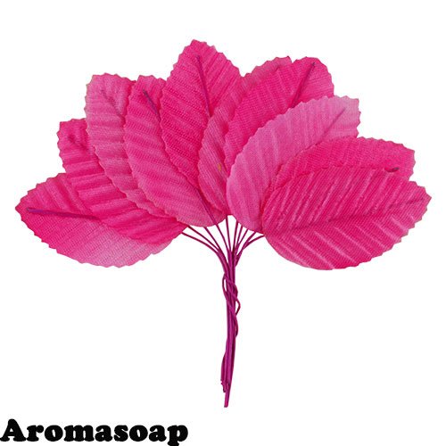 Pink leaves on wire 10 pcs