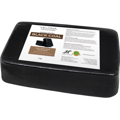 Мыльная основа Velona Black Coal с кокосовым углем, 1 кг