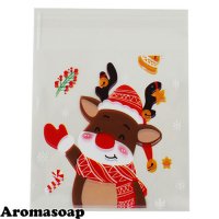 A bag with a Christmas deer pattern with an adhesive tape