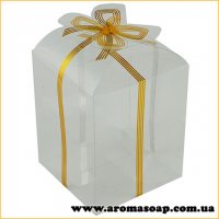 Plastic box with gold bow high