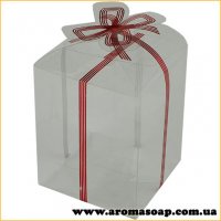Plastic box with a red bow high