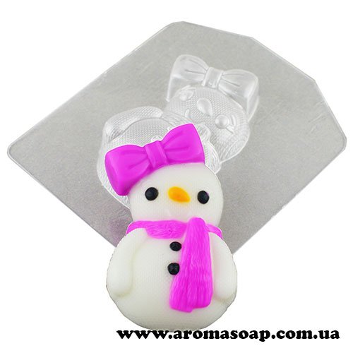 Knitted snowman Girl with bow 47 g plastic mold