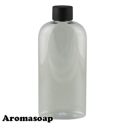 Flat bottle 200 ml transparent + Black cap