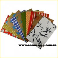 Paper Sachet bag with a pattern, assorted 10 pcs.