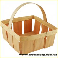 Square veneer basket with handle