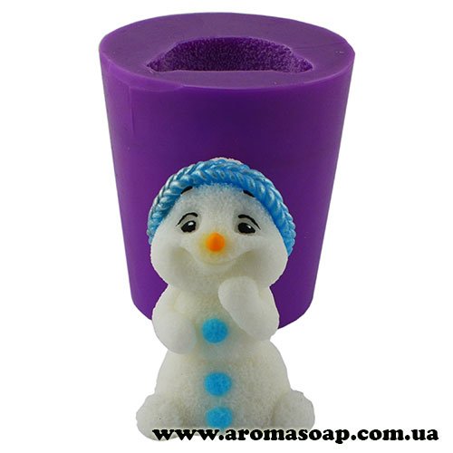 Snowman in a knitted cap 3D silicone mold
