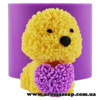 Dog in flowers with heart 3d silicone mold