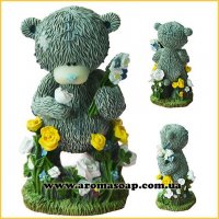 Teddy on a flower meadow 3D silicone mold