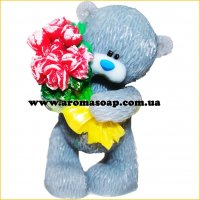 Teddy with a bouquet 3D silicone mold