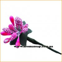 Stamens on wire Pink with berries and leaves 3 pcs